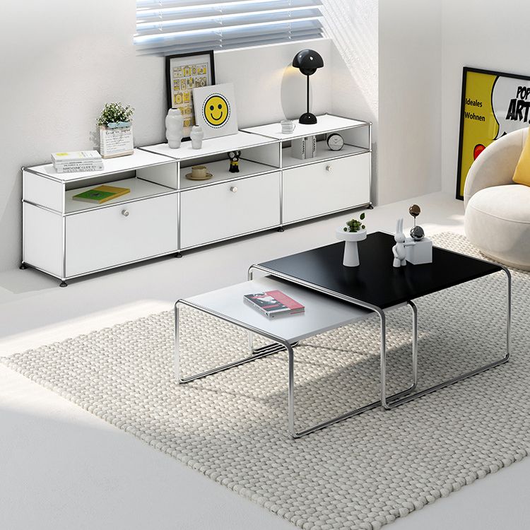 Contemporary Sideboard Stainless Steel Dining Sideboard with Locking Cabinet