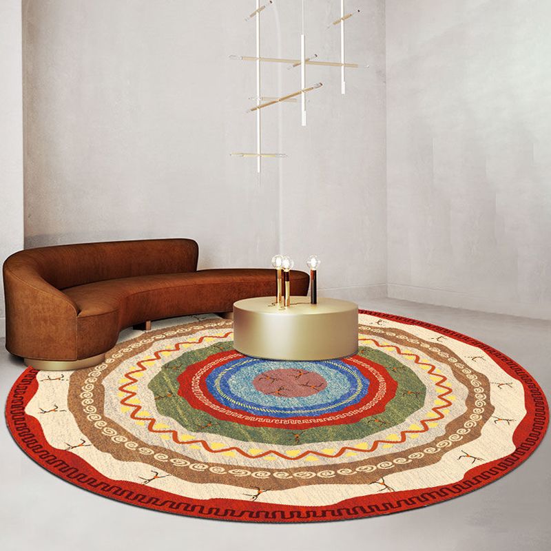 Vintage Jacquard Print Rug Multi-kleuren Marokkaans tapijten Polyester Petvriendelijke machine Wasbaar Non-Slip Achtert Teken voor Hall