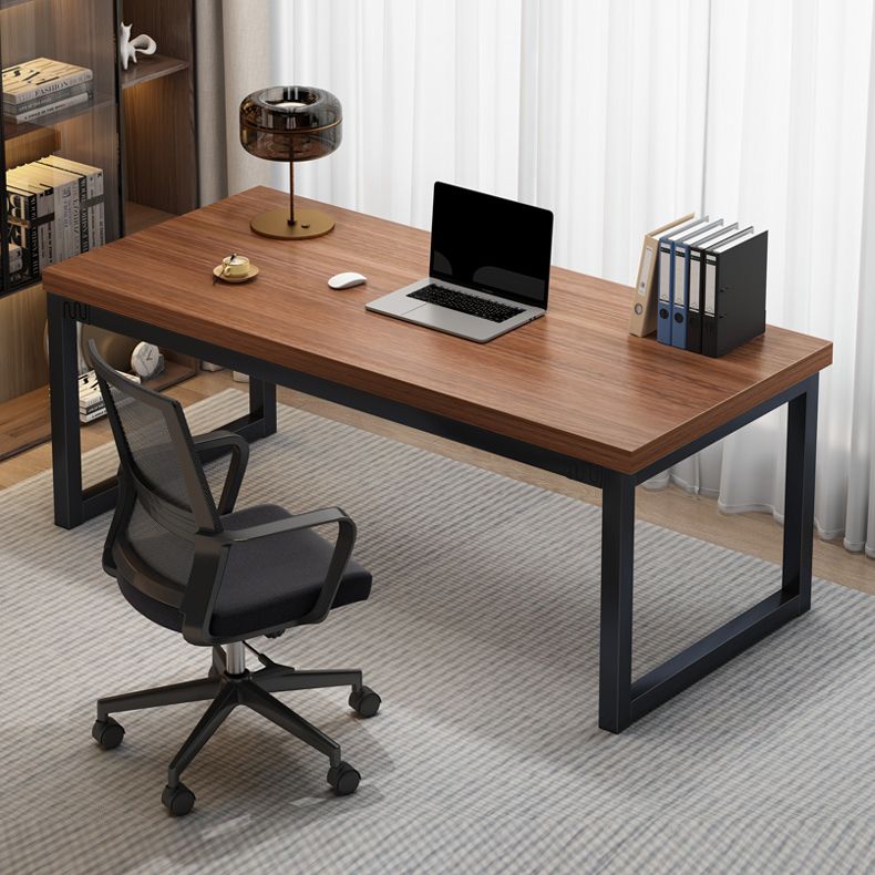 Contemporary Wooden Office Desk Antique Finish Rectangular Computer Desk with Metal Legs