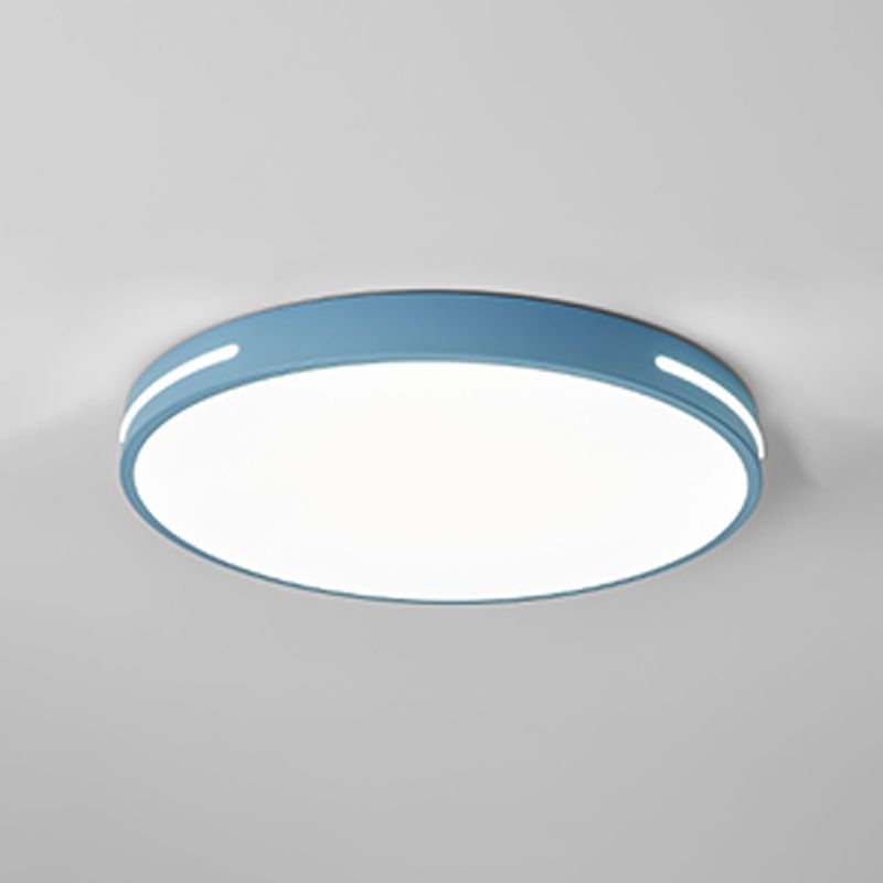 Round Shape LED Ceiling Lamp Modern Macaroon Iron 1 Light Flush Mount for Corridor