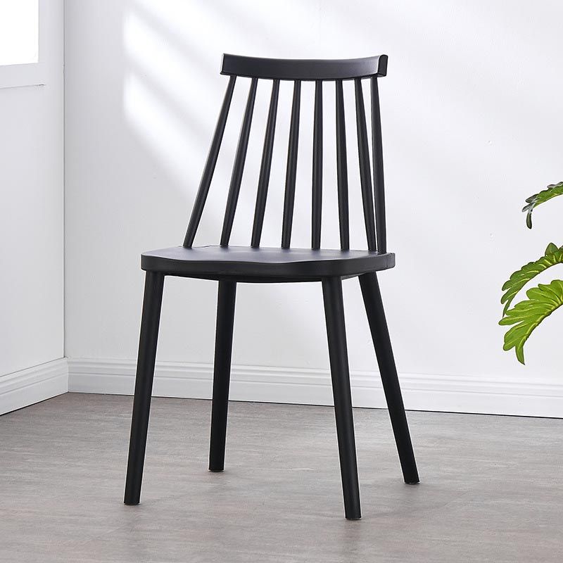 Contemporary Plastic Dining Chair Slat Back Side Chair in Matte Finish for Home