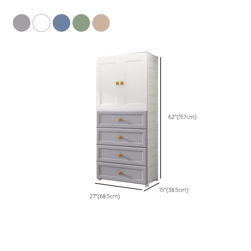 Modern Style Kid's Wardrobe Plastic Wardrobe Closet with Drawers for Bedroom