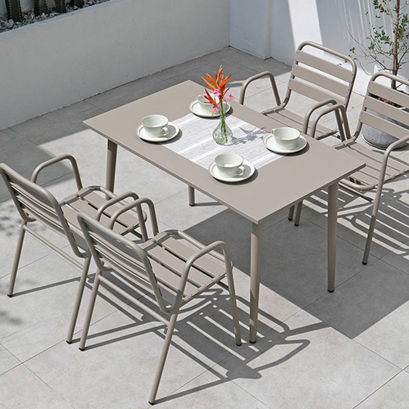 Modern Patio Dining Side Chair Aluminum Outdoor Bistro Chairs with Arm