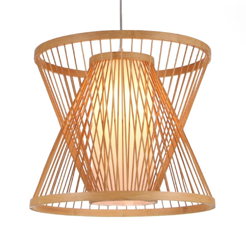 Bamboo Lantern Restaurant suspendu lampe à pendentif simple asiatique avec de l'ombre en papier à l'intérieur