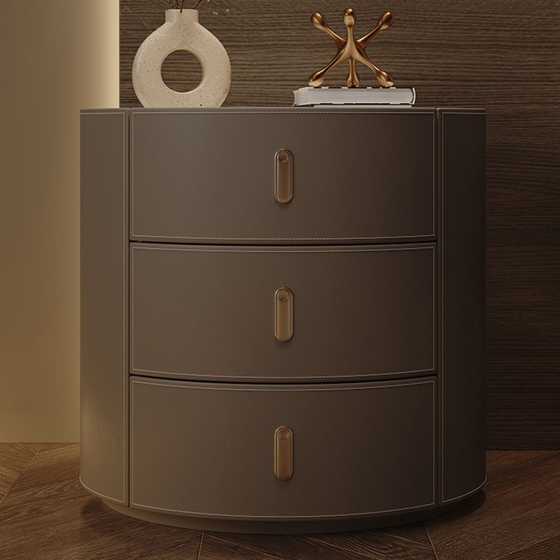 Stone Accent Table Nightstand Glam Nightstand with 3 Drawers