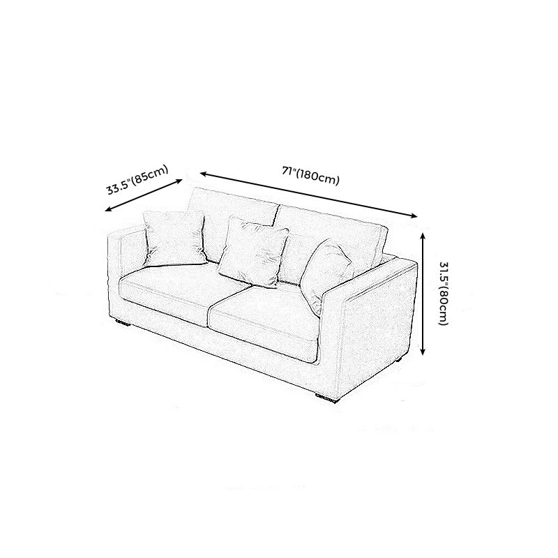 Living Room Square Arm Standard Sofa Contemporary Loose Back Couch