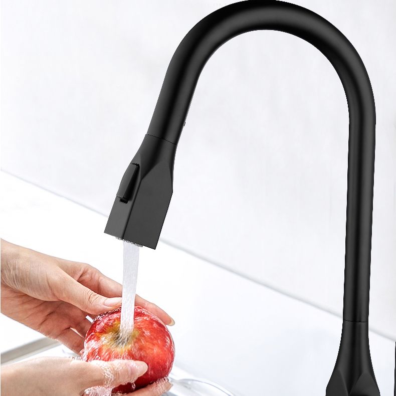 Modern Pull Down Single Handle Kitchen Faucet 1-Hold Profile Faucet