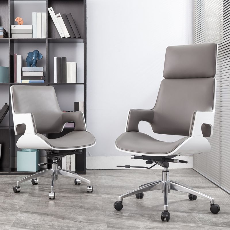 High / Mid Back Office Chair Grey Upholstered Desk Chair with Wheels