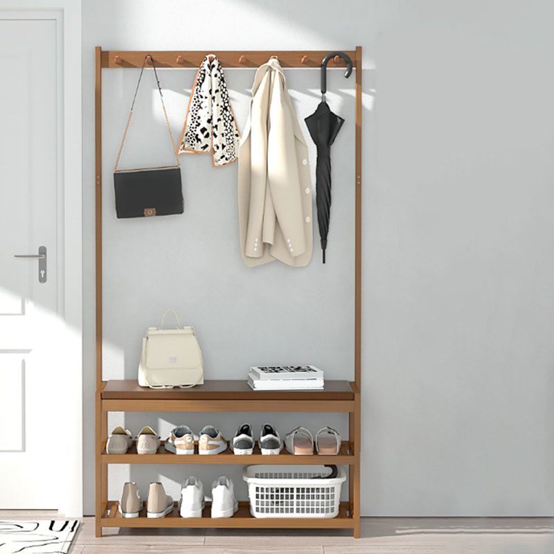 Modern Coat Rack Free Standing Solid Wood Storage Shelves Clothes Hanger with Cushion