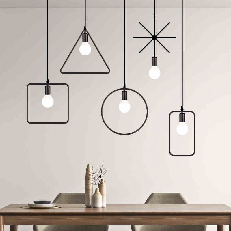 Loftstijl geometrisch hangend plafondlicht metaal hangend licht licht in zwart