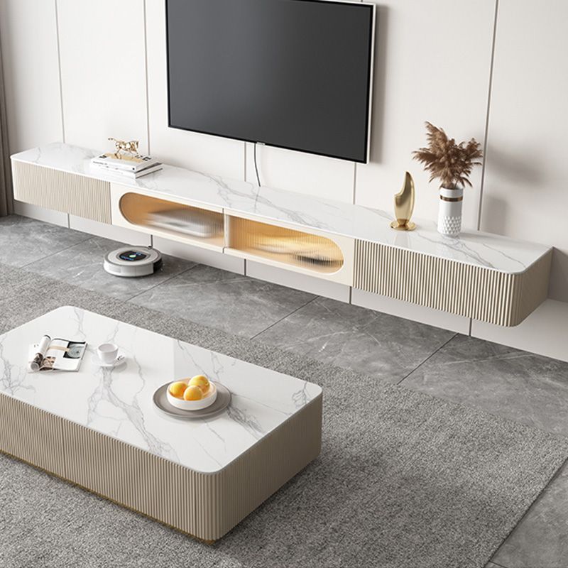 Modern Style Slate Top TV Stand Wall-mounted TV Console with Drawers