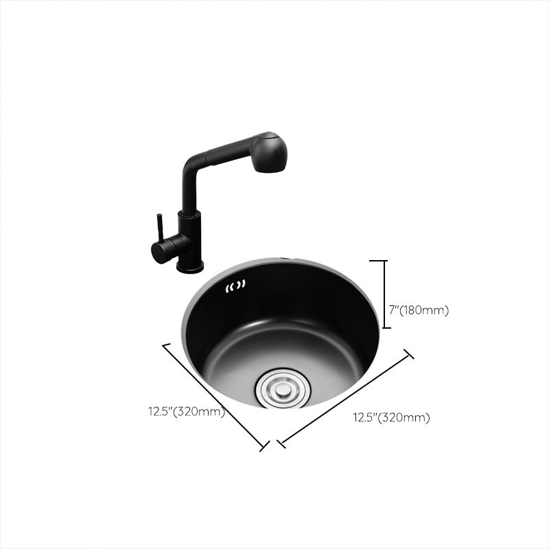 Single Bowl Kitchen Sink Round Stainless Steel Sink with Drain Strainer Kit