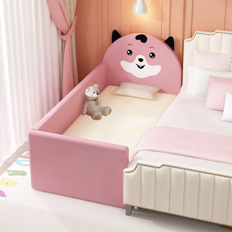 Wooden Upholstered Cartoon Crib in Scandinavian 41.7" H Nursery Bed