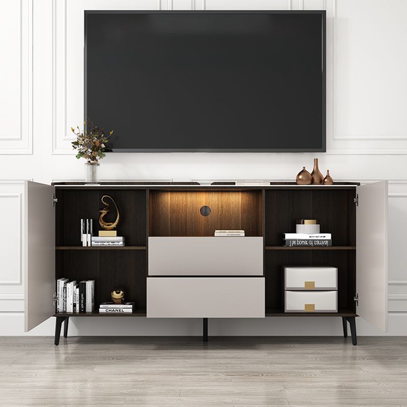 Contemporary Style Stone TV Stand 2 Doors and 2 Drawers TV Cabinet