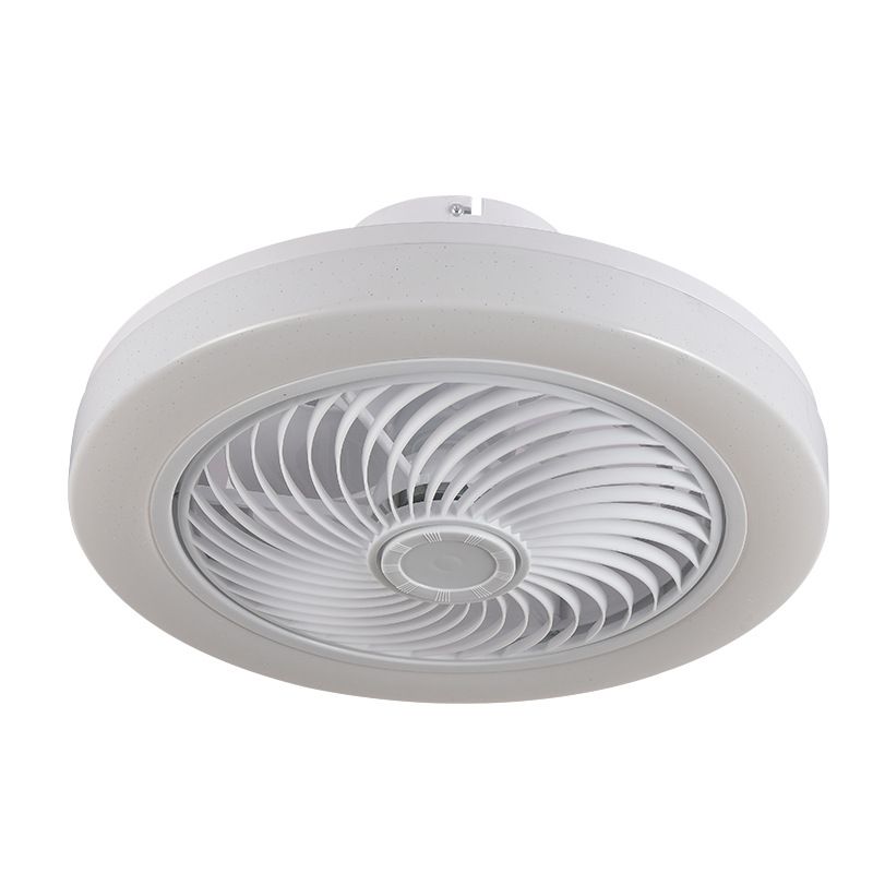 White Circular LED Ceiling Light in Modern Simplicity Wrought Iron Ceiling Fans with Acrylic Shade