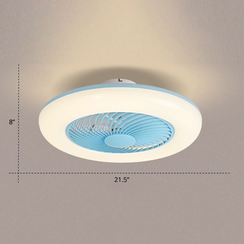 Remoto Control Round Semi Flush Sofiling Light Simplicity Acrilico Camera da letto Acrilico LED Ampiccio Light Fan Light, 21,5 "W