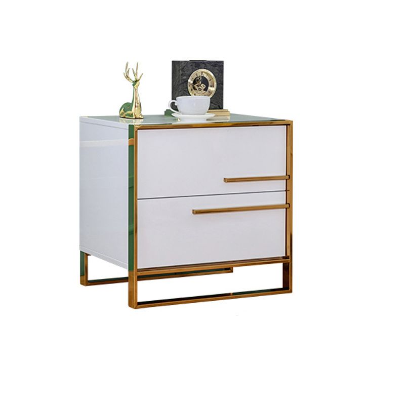 Modern Style Metal Frame Solid Wood Top White/black/gray Nightstand