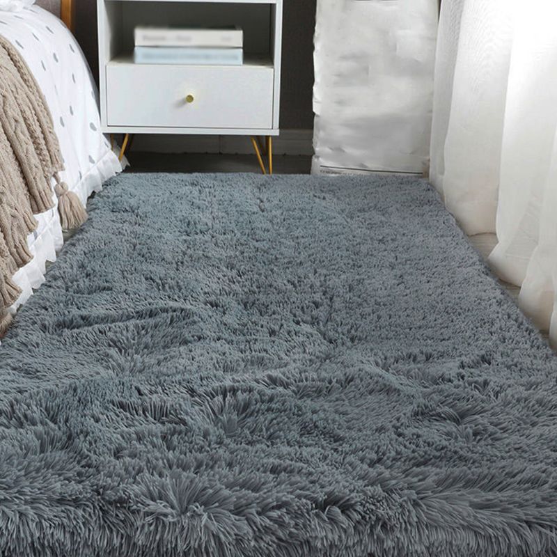 Solid Color Plush Carpet Polyester Casual Rug Washable Rug for Sleeping Room