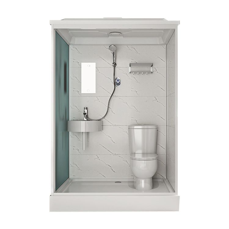 White Rectangle Shower Stall with Shower Base Tempered Glass Shower Stall