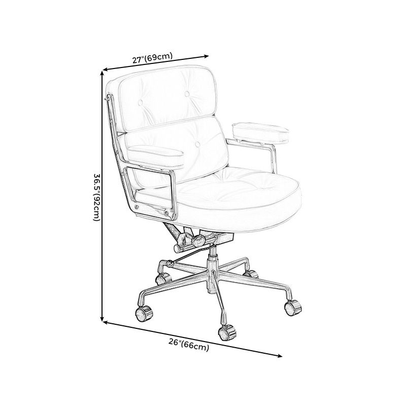 27.16" L x 25.98" W x 36.22" H Genuine Leather Arm Chair with Wheels for Bedroom