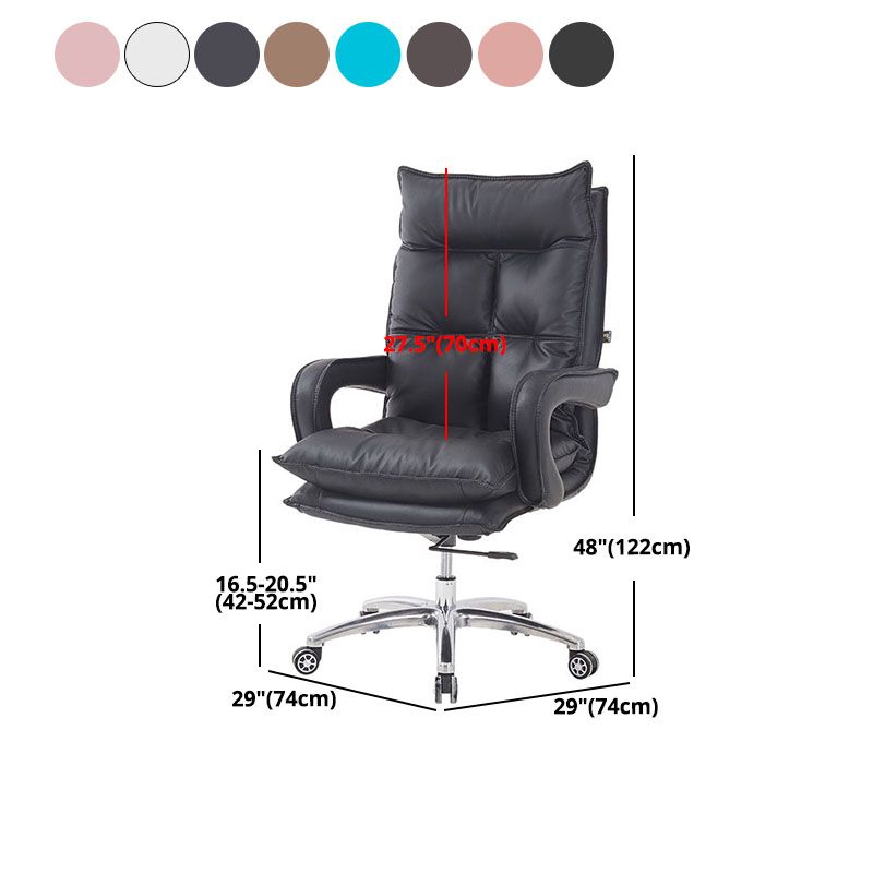 Modern Style Leather Task Chair with Silver Base Executive Swivel Office Chair