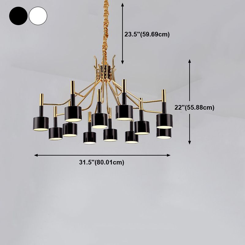 Lustre de style postmoderne ramifiant suspendu suspendu avec une teinte de fer