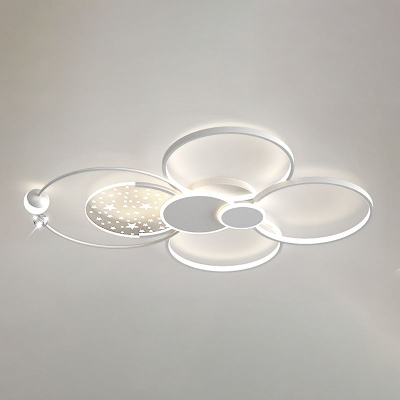 Modern LED Metal Flush Mount Circle Shape Ceiling Light with Acrylic Shade for Living Room