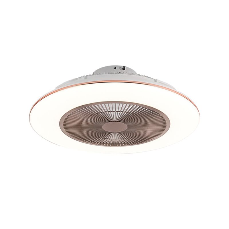 Modern Round Ceiling Fan Light Acrylic Bedroom Semi Flush LED Light with Invisible Blades