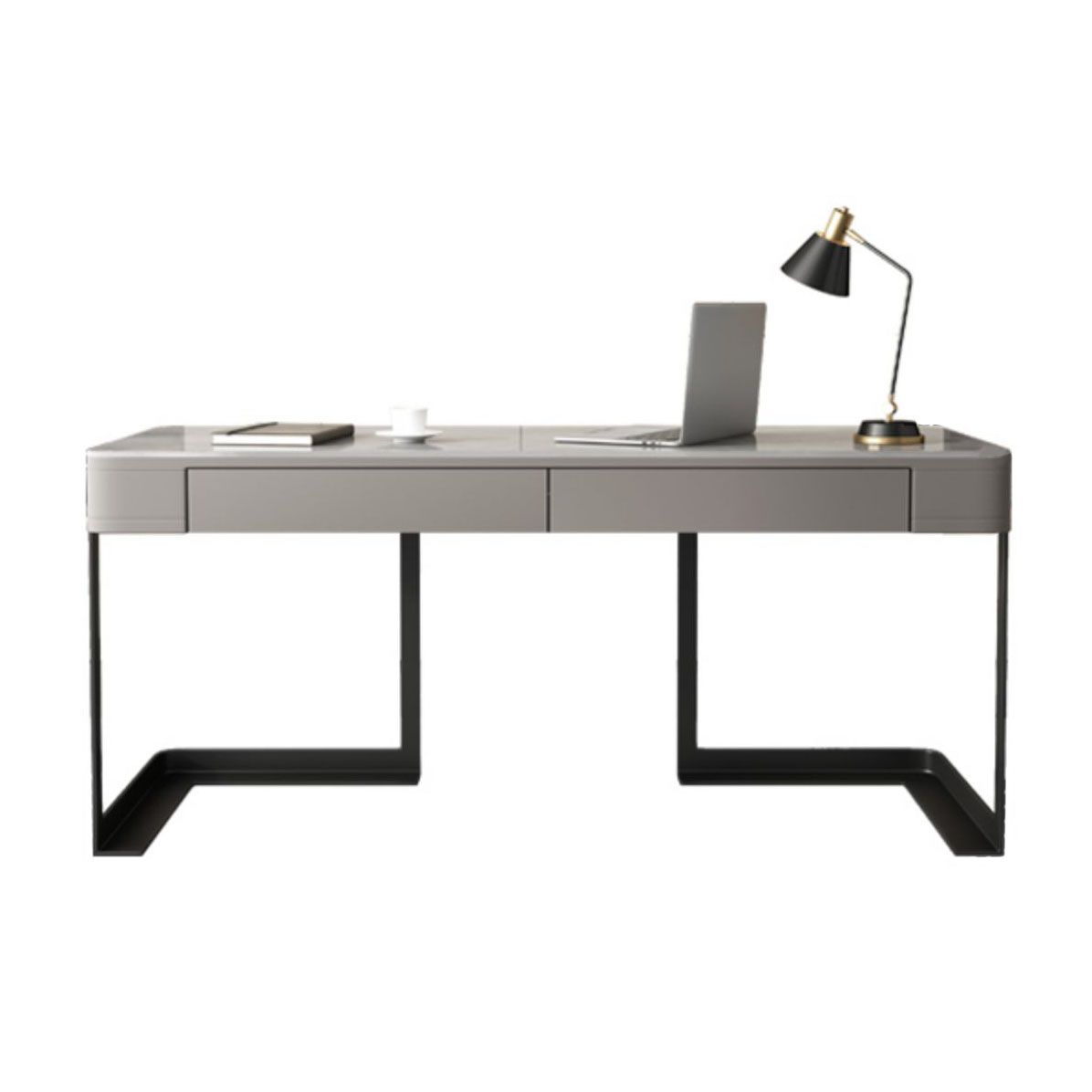 Modern Style Office Desk Sintered Stone 2-drawer Desk for Home