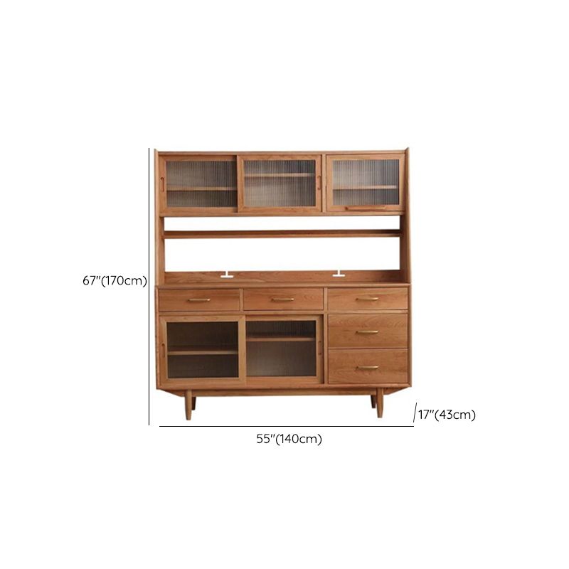 Contemporary Solid Wooden Hutch Buffet Multi-shelf Dining Hutch for Dining Room