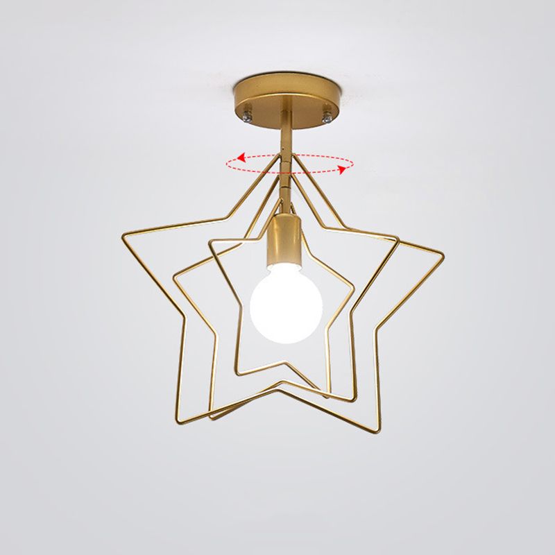 Modernism Metal Golden Ceiling Light Star/Round Flush Mount Lighting for Home