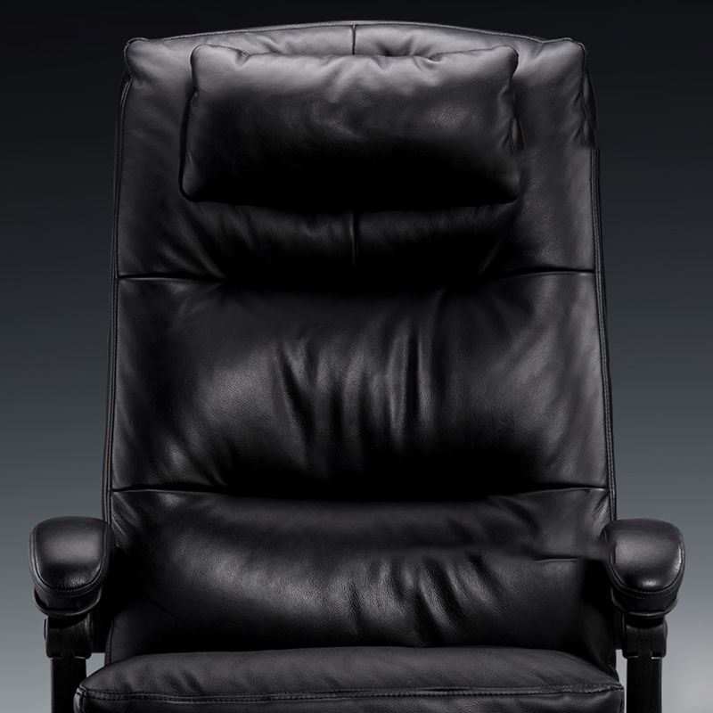 Black Leather Arm Chair Adjustable Seat Height Managers Chair