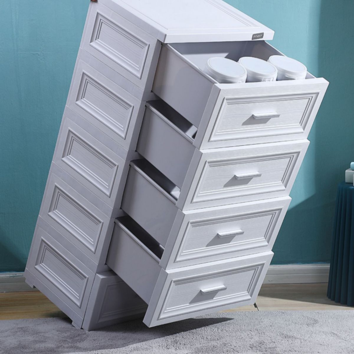 Scandinavian Vertical Kids Dressers Plastic Kids Furniture with Drawers for Bedroom