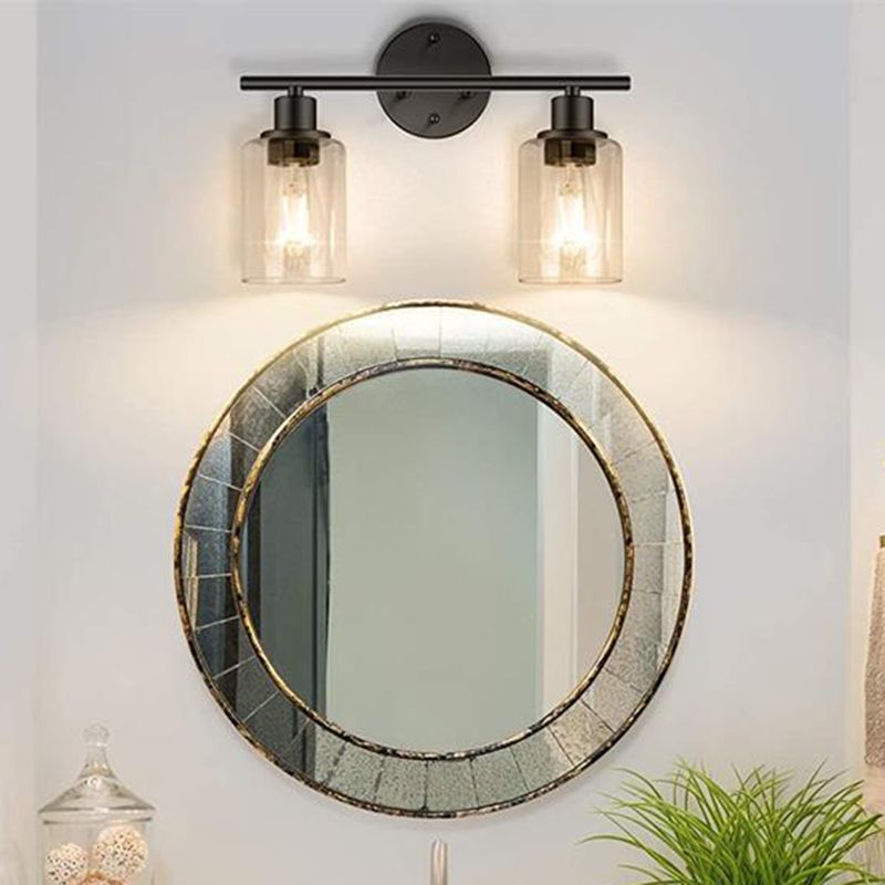 2 / 3 - Light Vanity Light Cylinder Clear Glass Shade Traditional Bathroom Vanity Lighting