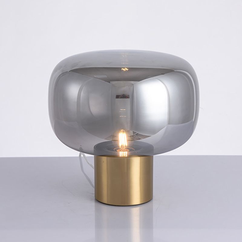 Nordic Style Mushroom-shaped Table Lamp 9.8 Inches Wide Single Bulb Glass Shade Nightstand Light in Electroplated Gold