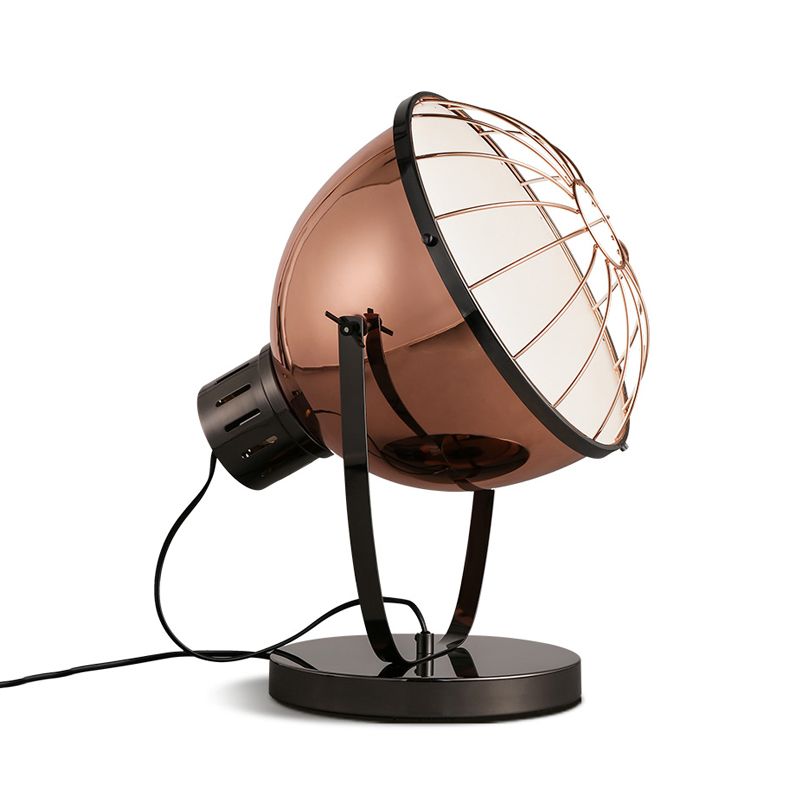 Rose Gold Bowl Night Lamp Factory Iron 1-Bulb Schlafzimmer Nachttisch Beleuchtung mit Drahtschutz