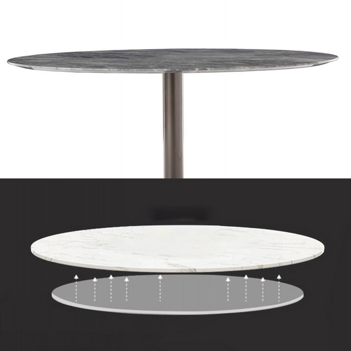 Metal Traditional Luxury Round Dining Table Sintered Stone Table with Pedestal Base