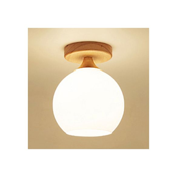 Moderner Stil weißer Flush Deckenleuchte ein Kopf Opal -Glas Deckenlampe für Badezimmer