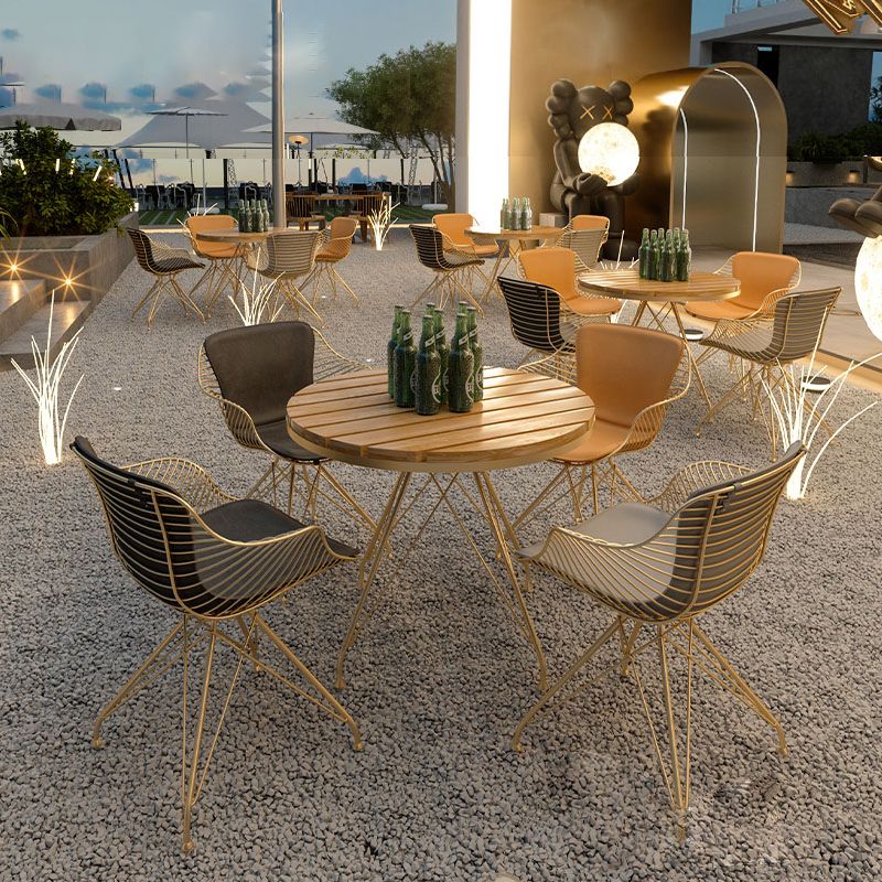 Contemporary Metal Dining Armchair with Arm Patio Dining Chair