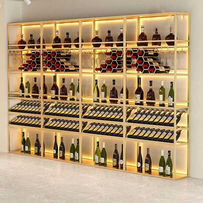 Modern Wine Shelf Freestanding Metal Wine Holder Rack with Shelf
