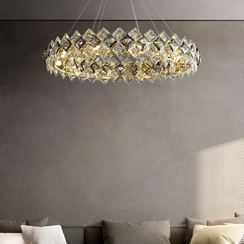 Geometry Shape Pendant Chandeliers Contemporary Style Crystal Chandelier Lights in Gold