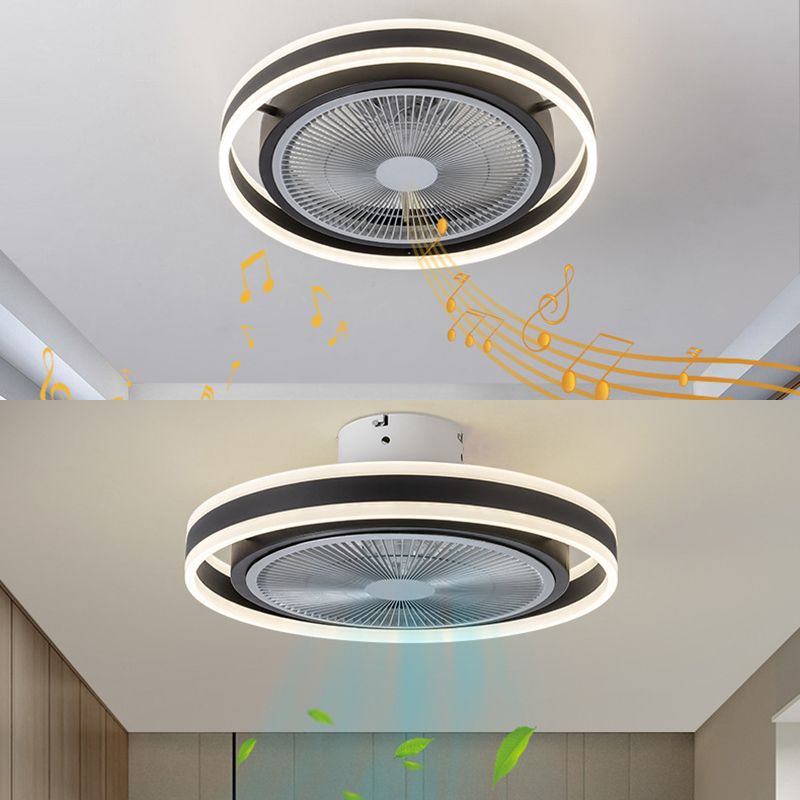 Camera da letto rotondo a filo a filo acrilico lampada ventilatore a soffitto a LED minimalista con telecomando