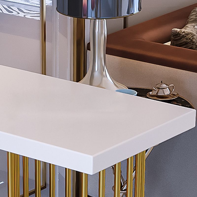 Glam Style Rectangle Bar Table Double pedestal Bar Dining Table with Storage