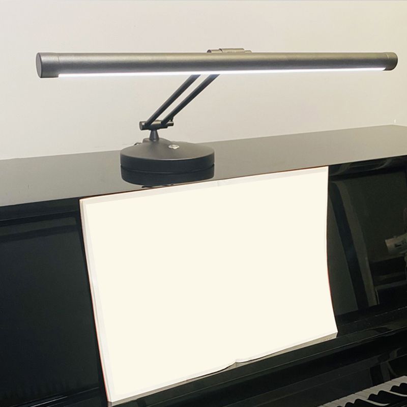 Modern Linear Table Lamp Metal Single Light Nightstand Lamp in Black