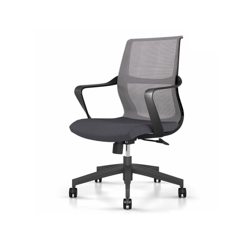 Contemporary Desk Chair Black Mid Back Fixed Arms Home Office Chair