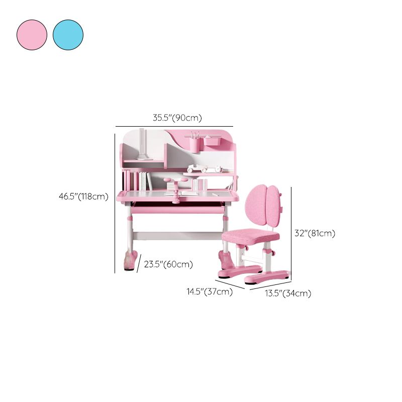 Adjustable Study Desk Home Table and Chair Set with Storage Drawer