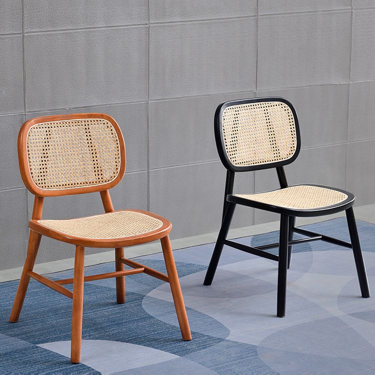 Scandinavian Style Wicker Dining Chairs for Home Open Back Side Chair