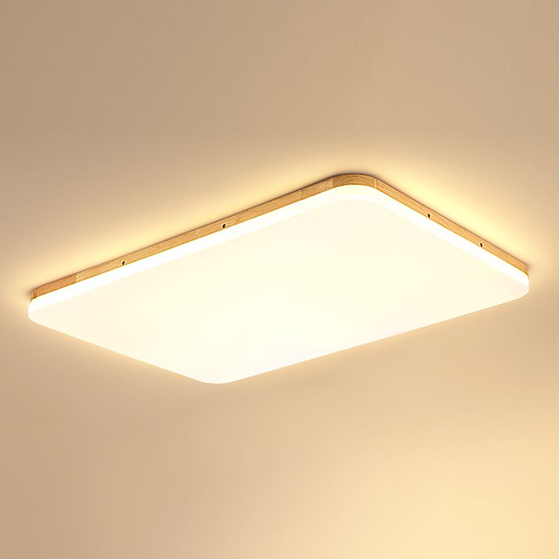 Geometry Shape LED Ceiling Lamp Modern Simple Style Wood 1 Light Flush Mount for Bedroom Study