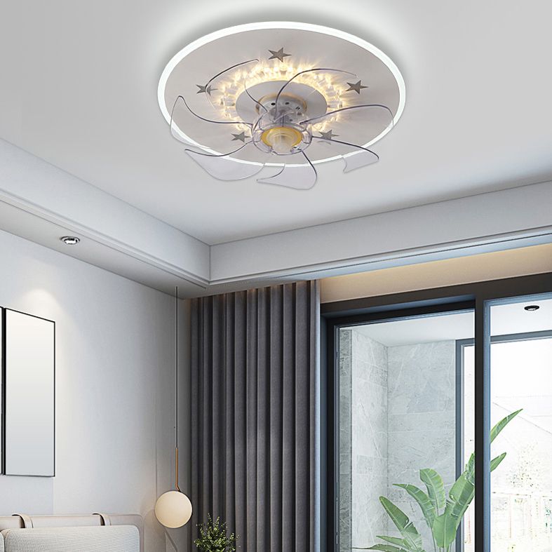 Lámpara de ventilador de techo de estrella blanco LED Nordic LED Semi Flush Mount para dormitorio