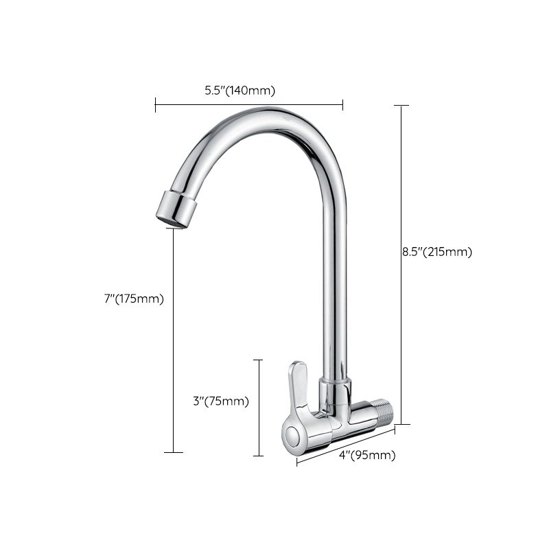 Modern Metal Single Handle Kitchen Faucet Wall Mounted Faucet in Chrome